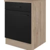 Flex-Well Exclusiv Küchen-Unterschrank Capri 60 cm Schwarz Matt-Endgrain Oak