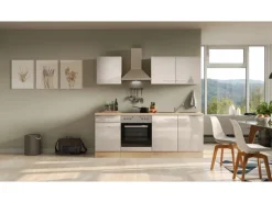 Flex-Well Exclusiv Küchenzeile Orlando 210 cm Kaschmir Glanz - Sonoma Eiche