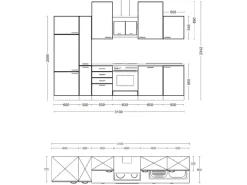 Flex-Well Exclusiv Küchenzeile Valero 310 cm Hochglanz Weiß - Sonoma Eiche