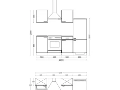 Flex-Well Exclusiv Küchenzeile Joelina 220 cm Weiß matt - Beton Grau