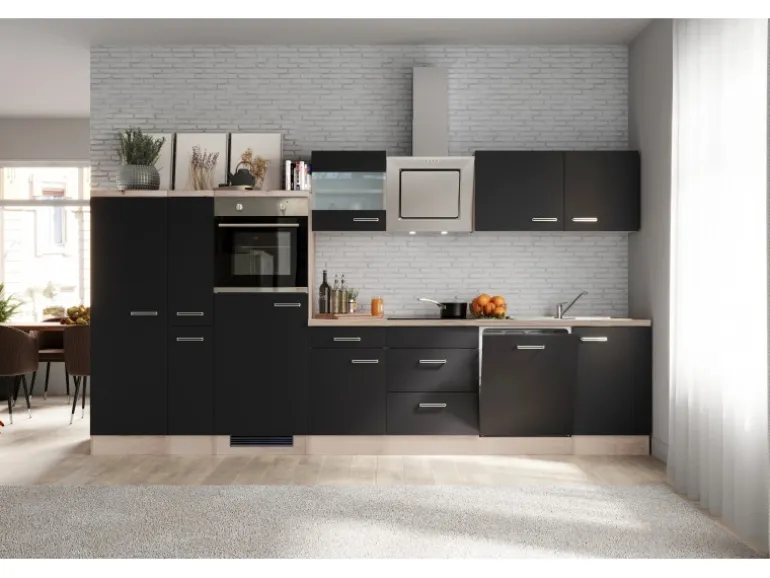 Flex-Well Exclusiv Küchenzeile Lara 360 cm Anthrazit - San Remo Eiche