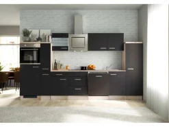 Flex-Well Exclusiv Küchenzeile Lara 360 cm Anthrazit - San Remo Eiche