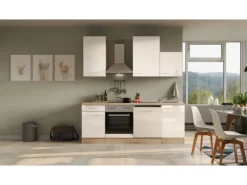 Flex-Well Exclusiv Küchenzeile Orlando 220 cm Kaschmir Glanz - Sonoma Eiche