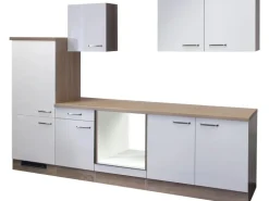 Flex-Well Exclusiv Küchenzeile Valero 270 cm ohne E-Geräte Hochglanz Weiß