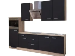 Flex-Well Exclusiv Küchenzeile Lara 270 cm Anthrazit-San Remo Eiche NB