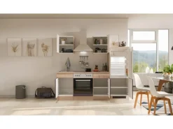 Flex-Well Exclusiv Küchenzeile Focus 220 cm Akazie - Aubergine