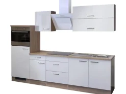 Flex-Well Exclusiv Küchenzeile Valero 270 cm Hochglanz Weiß-Sonoma Eiche NB