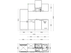 Flex-Well Exclusiv Küchenzeile Arizona 210 cm Quarz Cubanit - San Remo Eiche