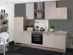 Flex-Well Exclusiv Küchenzeile Orlando 280 cm Kaschmir Glanz-Sonoma Eiche