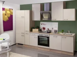 Flex-Well Exclusiv Küchenzeile Orlando 310 cm Kaschmir Glanz-Sonoma Eiche