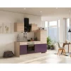 Flex-Well Exclusiv Küchenzeile Focus 220 cm Akazie - Aubergine