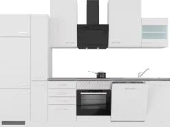 Flex-Well Exclusiv Küchenzeile Joelina 310 cm Weiß matt - Beton Grau