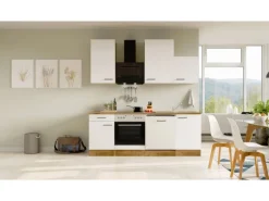 Flex-Well Exclusiv Küchenzeile Vintea 220 cm Magnolia matt - Lancelot Oak