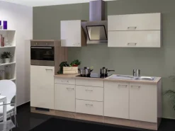 Flex-Well Exclusiv Küchenzeile Orlando 270 cm Kaschmir Glanz-Sonoma Eiche NB