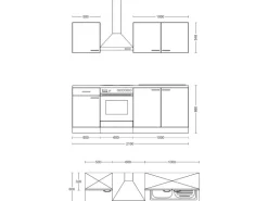 Flex-Well Exclusiv Küchenzeile Valero 210 cm Hochglanz Weiß - Sonoma Eiche