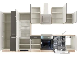 Flex-Well Exclusiv Küchenzeile Lara 360 cm Anthrazit - San Remo Eiche