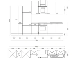 Flex-Well Exclusiv Küchenzeile Lara 360 cm Anthrazit - San Remo Eiche