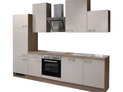 Flex-Well Exclusiv Küchenzeile Orlando 280 cm Kaschmir Glanz-Sonoma Eiche