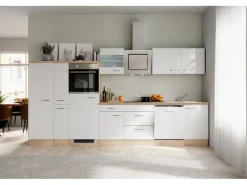 Flex-Well Exclusiv Küchenzeile Valero 360 cm Hochglanz Weiß - Sonoma Eiche