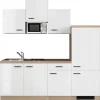 Flex-Well Exclusiv Küchenzeile Valero 210 cm Hochglanz Weiß - Sonoma Eiche
