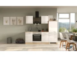 Flex-Well Exclusiv Küchenzeile Orlando 220 cm Kaschmir Glanz - Sonoma Eiche