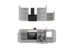 Flex-Well Exclusiv Küchenzeile 1701-017 Lund 220 cm Lichtgrau glänzend-Rauchgrau