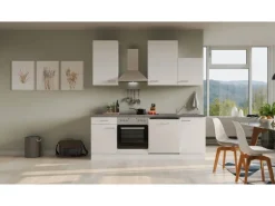 Flex-Well Exclusiv Küchenzeile Joelina 220 cm Weiß matt - Beton Grau