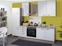 Flex-Well Exclusiv Küchenzeile Valero 270 cm Hochglanz Weiß-Sonoma Eiche