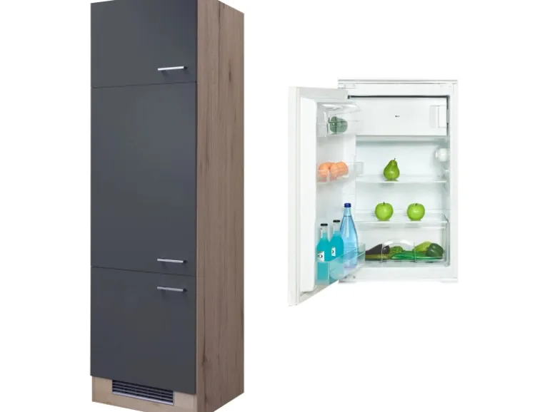 Flex-Well Exclusiv Kühlschrank-Einbauschrank Morena mit Kühlschrank EEK: E