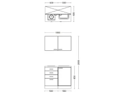 Flex-Well Exclusiv Miniküche Morena 100 cm Basaltgrau matt - San Remo Eiche