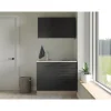 Flex-Well Exclusiv Miniküche Capri 100 cm Schwarz Matt-Endgrain Oak