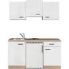 Flex-Well Exclusiv Singleküche Valero 150 cm Hochglanz Weiß - Sonoma Eiche
