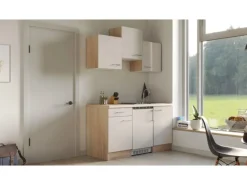 Flex-Well Exclusiv Singleküche Orlando 150 cm Kaschmir Glanz - Sonoma Eiche