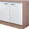 Flex-Well Exclusiv Spülenunterschrank Valero 100cm Hochglanz Weiß-Sonoma Eiche