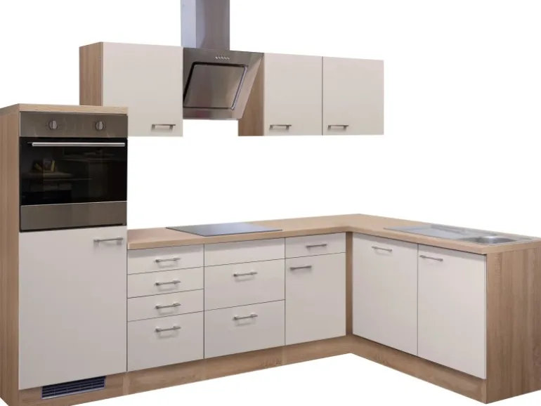 Flex-Well Exclusiv Winkelküche Orlando 280x170 cm Kaschmir Glanz-Sonoma Eiche