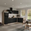 Flex-Well Exclusiv Winkelküche Capri 280 x 170 cm Schwarz Matt-Endgrain Oak