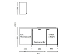 Flex-Well Exclusiv Winkelküche Capri 280 x 170 cm Schwarz Matt-Endgrain Oak