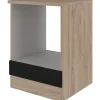 Flex-Well Küchen-Herdumbauschrank Capri 60 cm Schwarz Matt-Endgrain Oak