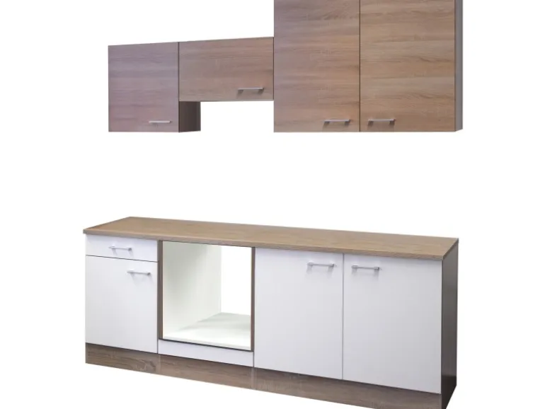Flex-Well Küchenzeile 210 cm ohne E-Geräte Florida Weiß - Sonoma Eiche