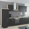 Flex-Well Küchenzeile Lara 270 cm Anthrazit San Remo Eiche hell