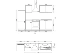 Flex-Well Küchenzeile Lara 270 cm Anthrazit San Remo Eiche hell