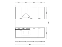 Flex-Well Küchenzeile Lara 220 cm Anthrazit-San Remo Eiche hell