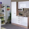 Flex-Well Singleküche 150 cm Valero Hochglanz Weiß-Sonoma Eiche