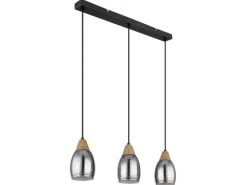 Globo Hängeleuchte Reid Schwarz/Holzfarben 55 x 10 cm 3-flammig
