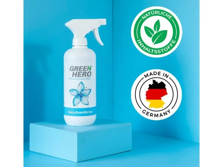 GreenHero Geruchsentferner Spray für Textilien, Schuhe etc. gegen Gerüche, Neutralisiert Gerüche