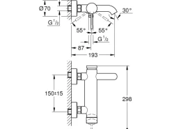 Grohe Einhand-Wannenbatterie Essence Cool Sunrise gebürstet