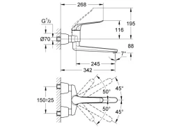 Grohe Einhand-Waschtischbatterie Euroeco Special Ausladung 34,2 cm Chrom