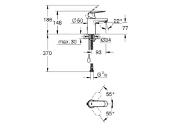 Grohe Einhand-Waschtischbatterie Eurosmart Cosmopolitan S-Size versenkbare Kette
