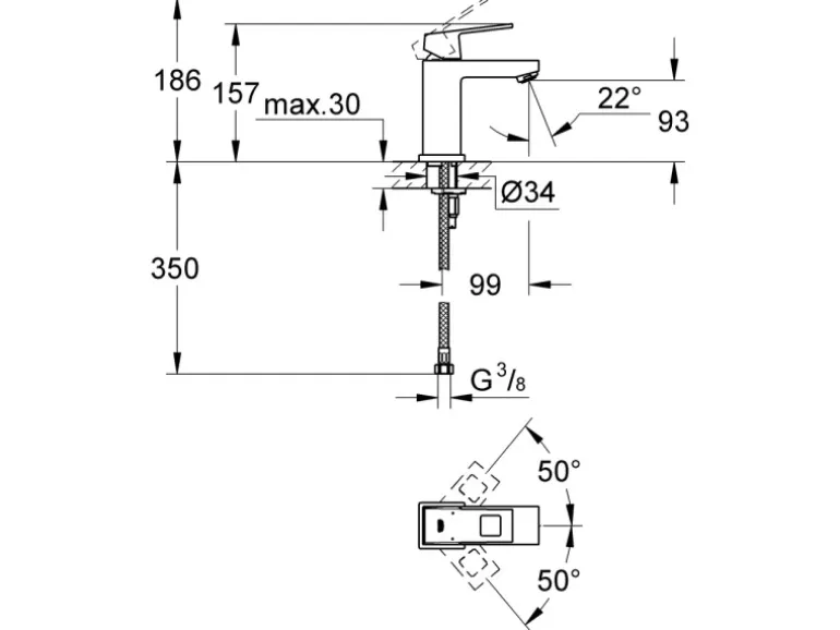 Grohe Einhand-Waschtischbatterie Eurocube S-Size Chrom