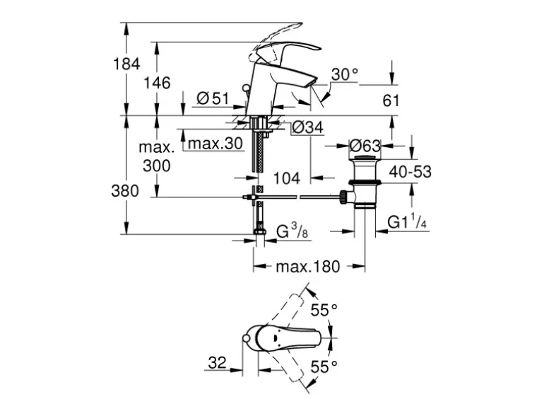 Grohe Einhand-Waschtischbatterie Eurosmart S-Size Einlochmontage Chrom
